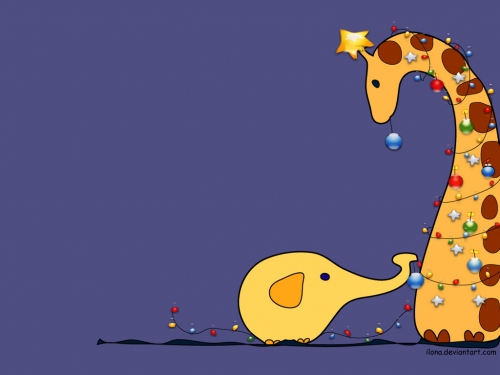Обои с жирафо-слониками и другими персонажами (80 обоев)