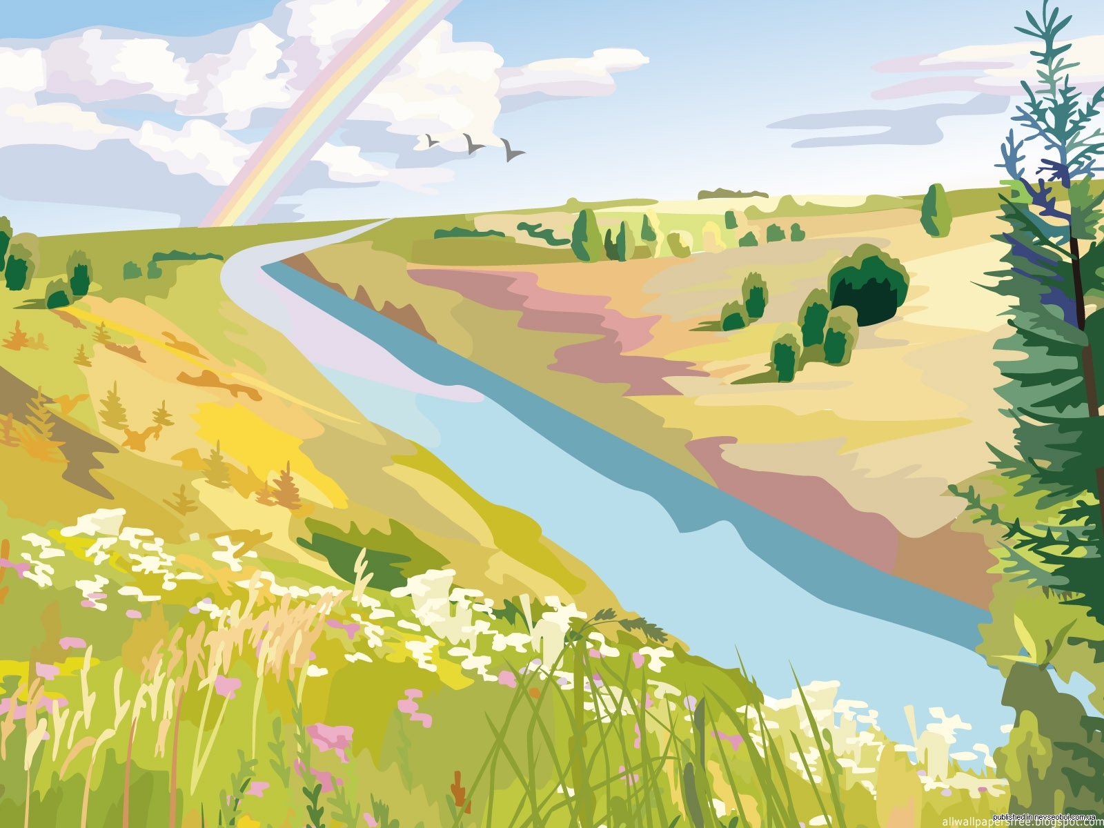 Река детская картинка. Природа рисунок. Летний пейзаж для детей. Речка рисунок. Мультяшный пейзаж.