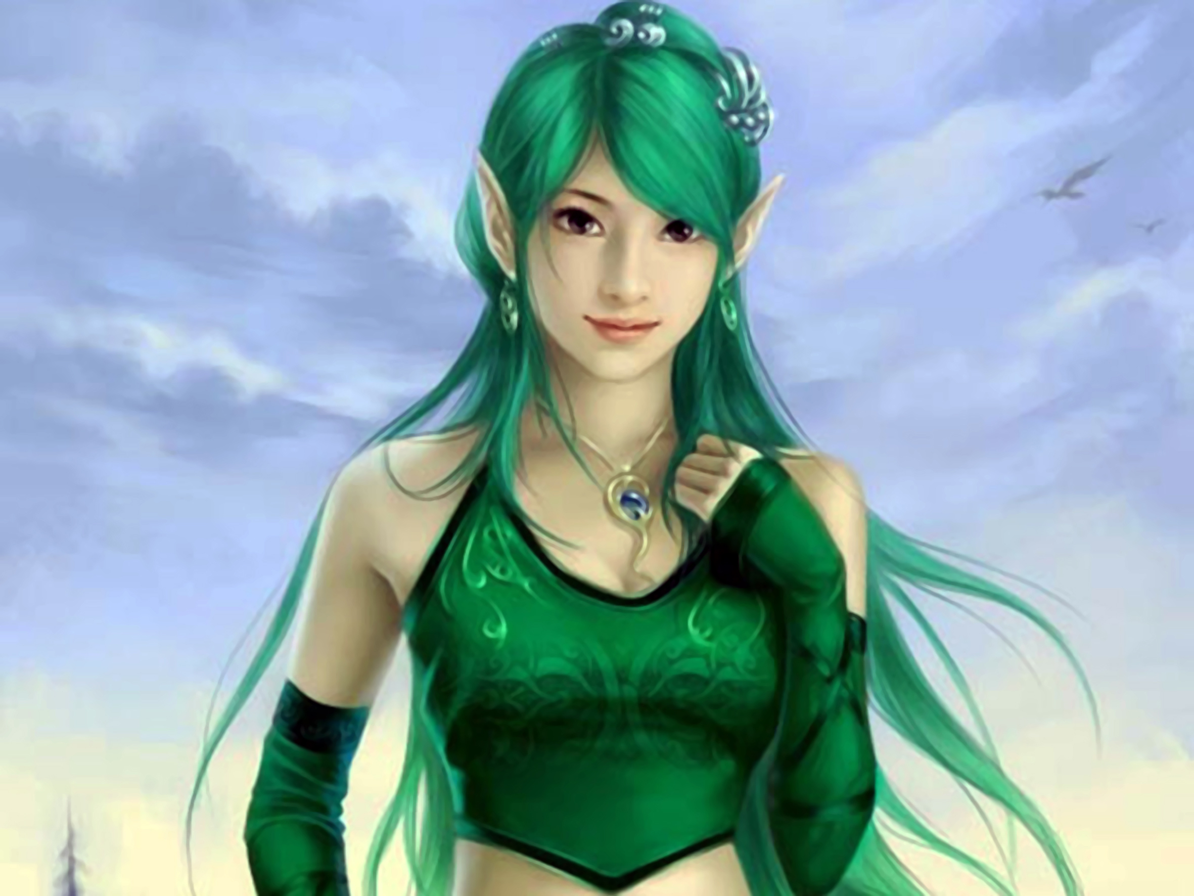 Is green and beautiful. Йоко Зеленоволосая. Эльфийка с зелеными волосами. Девочка с зелеными волосами. Красивая девушка с зелеными волосами.